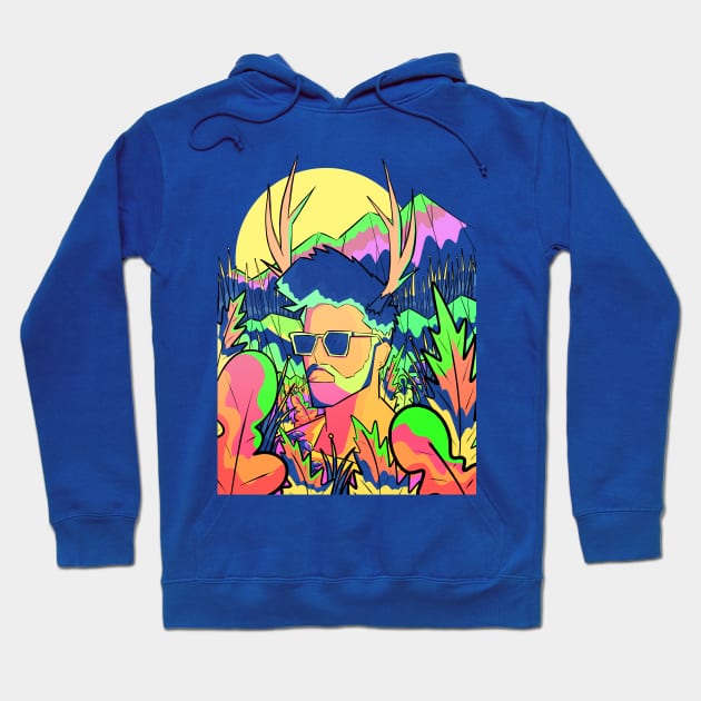 Funky Deer man Hoodie by Swadeillustrations